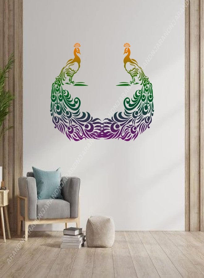 ARandNJ استنسل ARandNJ كومبو للرسم على الجدران (المقاس: 16 × 24 بوصة) الموضوع: طاووس، تصميم قابل لإعادة الاستخدام، مناسب لغرفة النوم وغرفة المعيشة (عبوة من قطعة واحدة) - Image 2